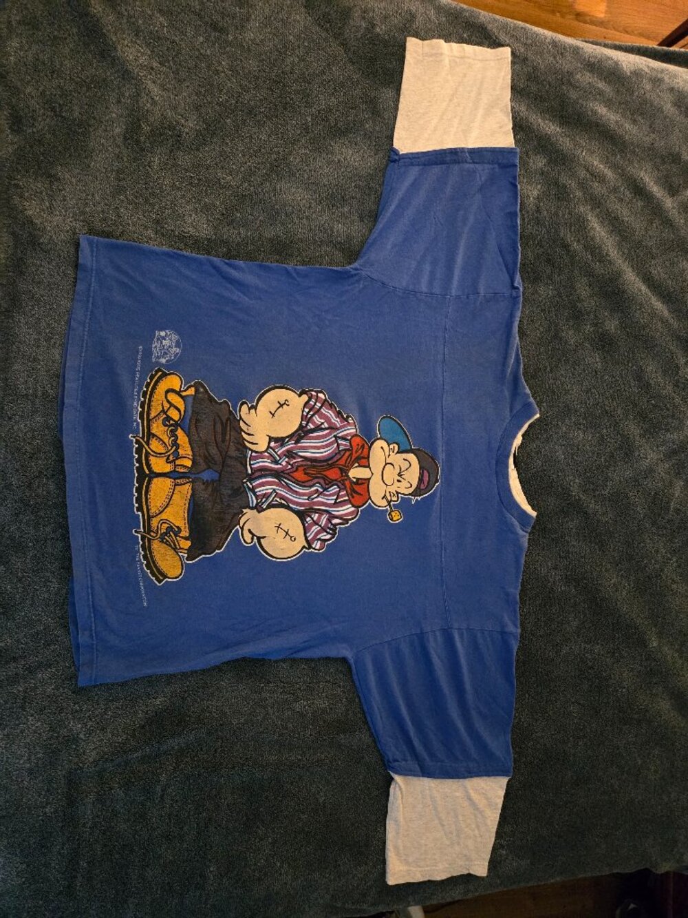 Rare Vintage 1993 Popeye Sailorman Double Layer Shirt Size XL Signal Sports Blue
